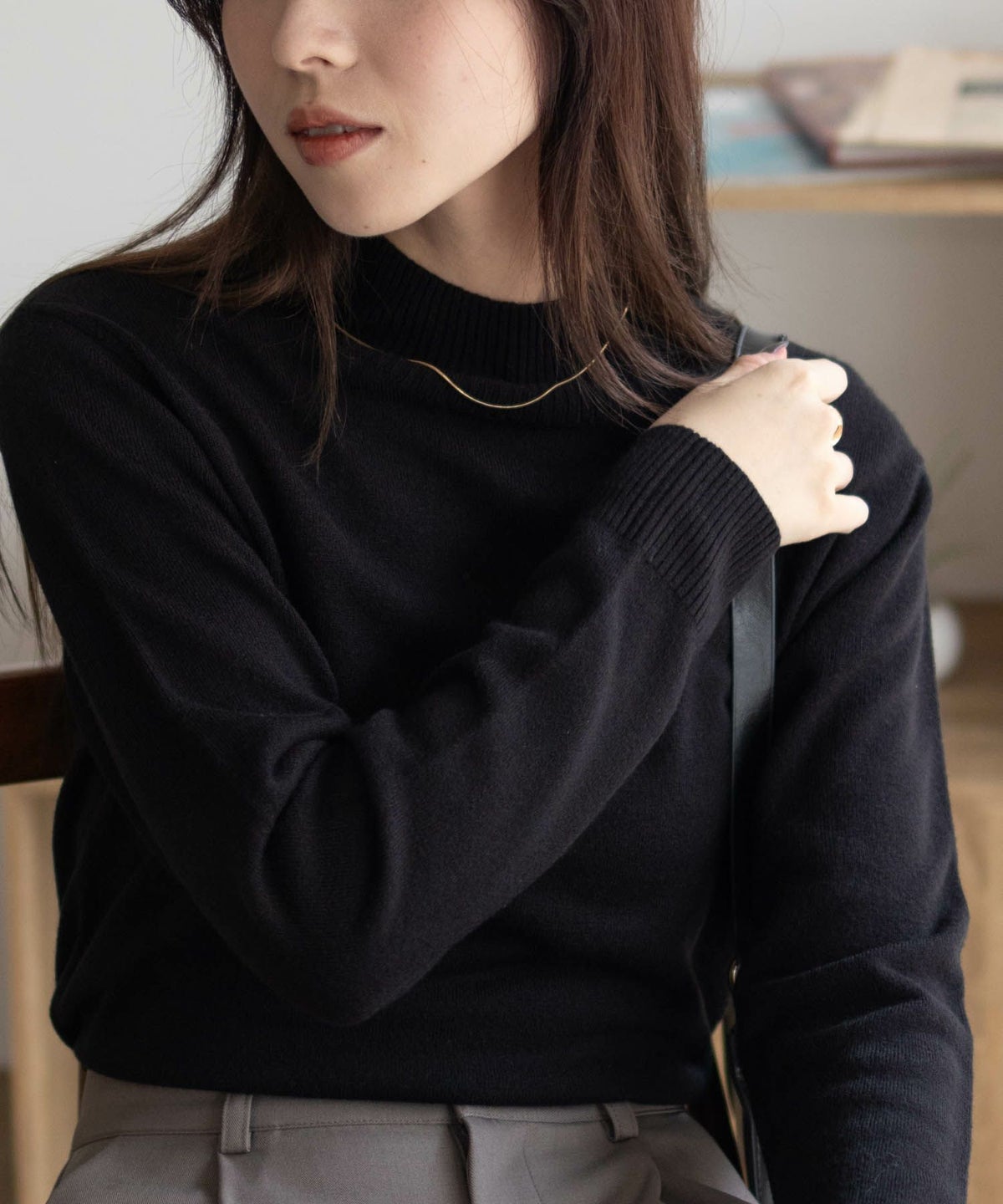 NAVY カシミヤタッチニット ハイネック レディース