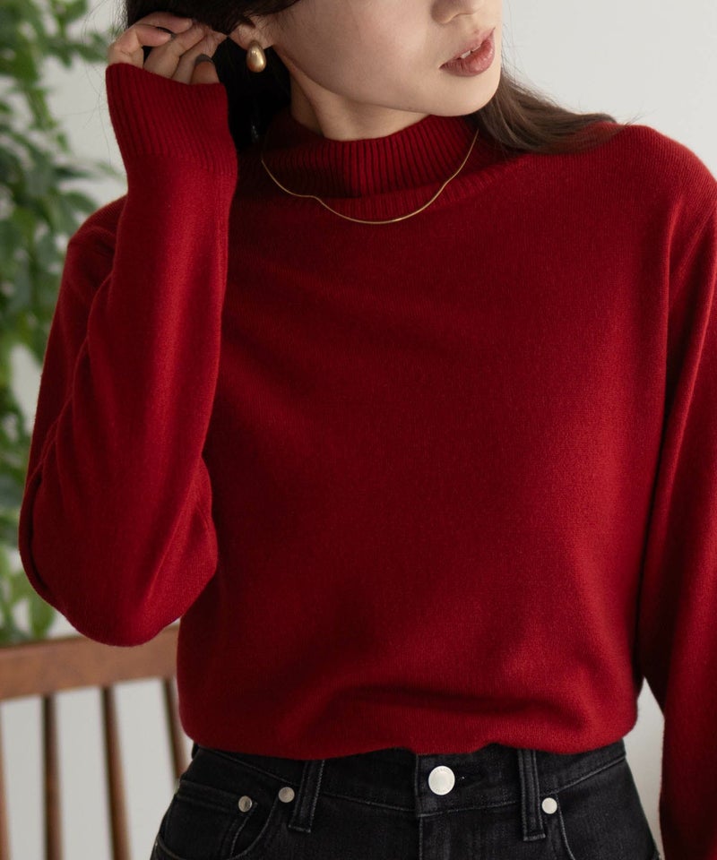 NAVY カシミヤタッチニット ハイネック レディース商品画像-3