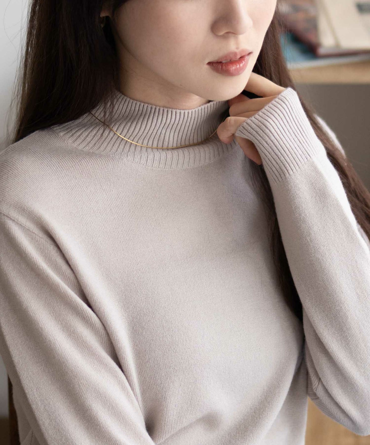 NAVY カシミヤタッチニット ハイネック レディース