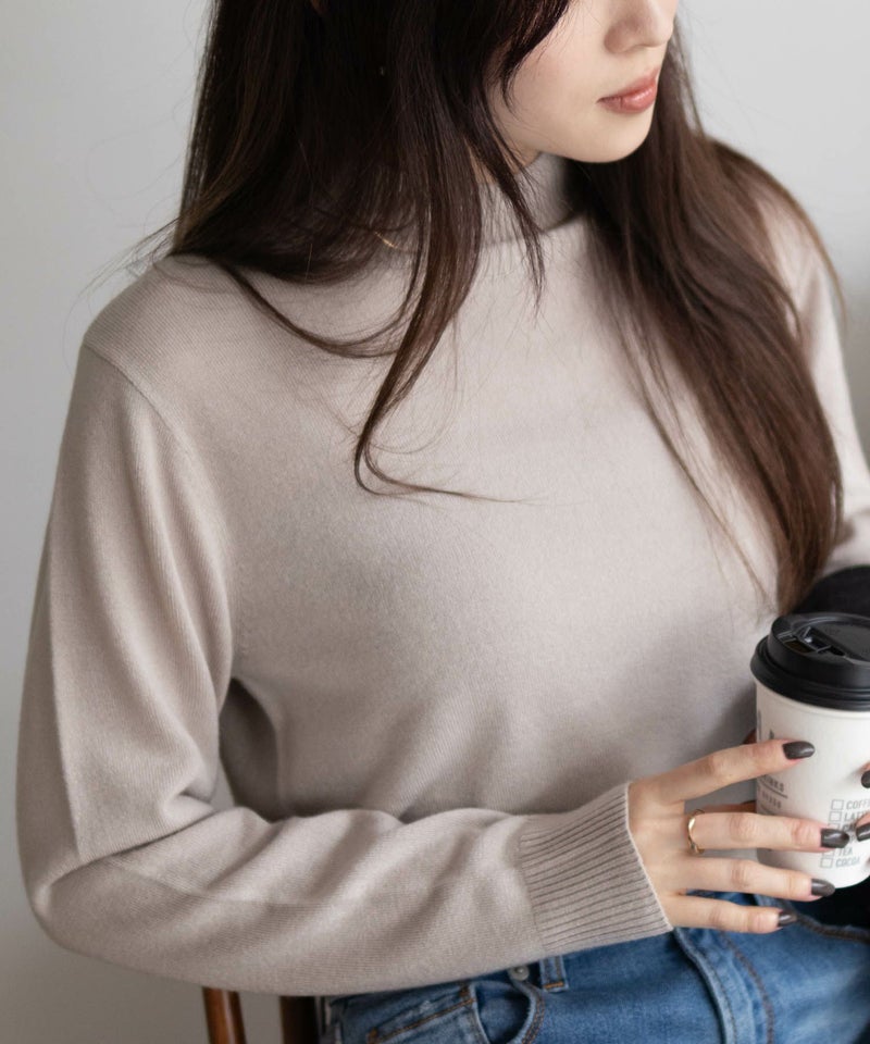 NAVY カシミヤタッチニット ハイネック レディース商品画像-5