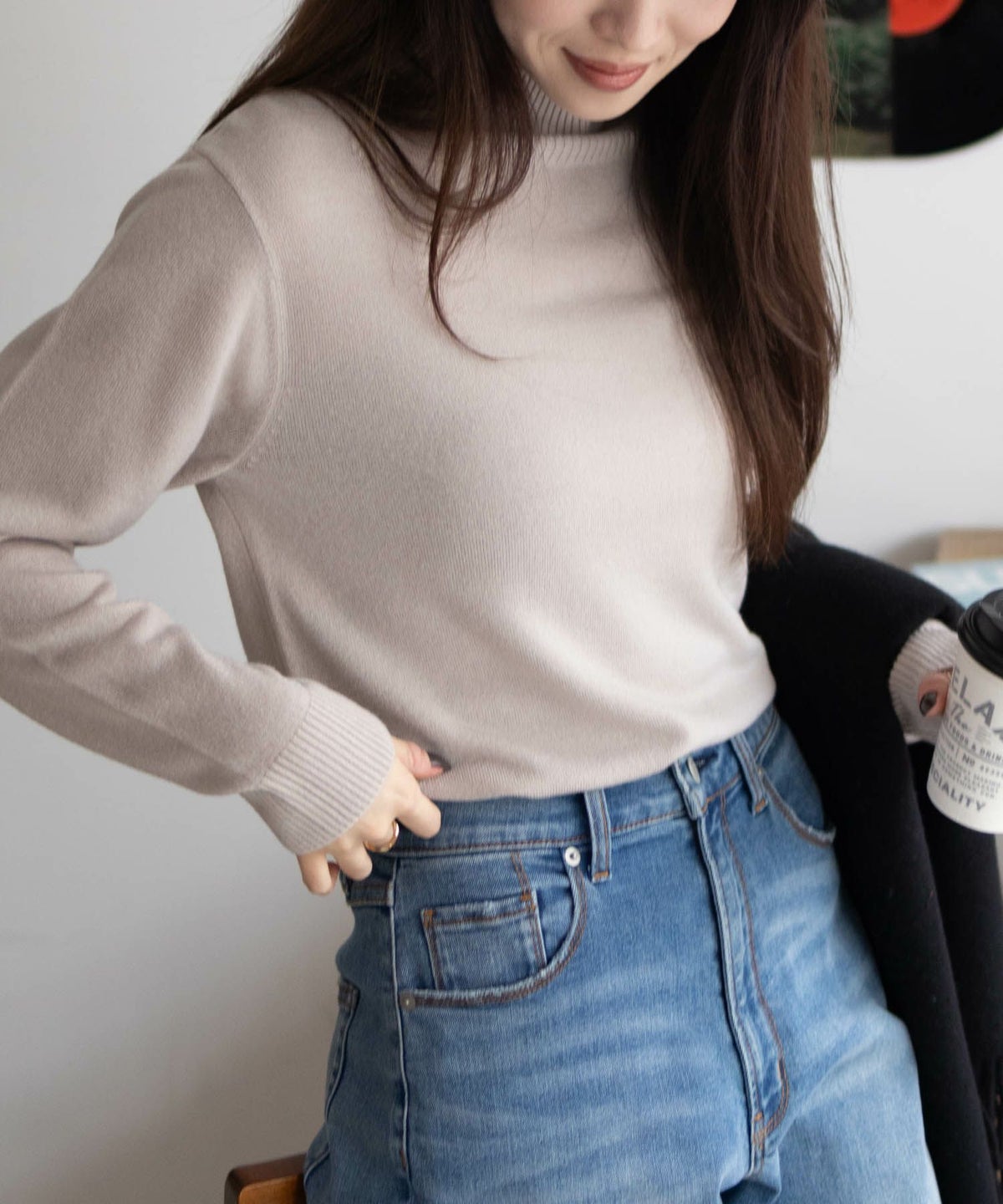 NAVY カシミヤタッチニット ハイネック レディース