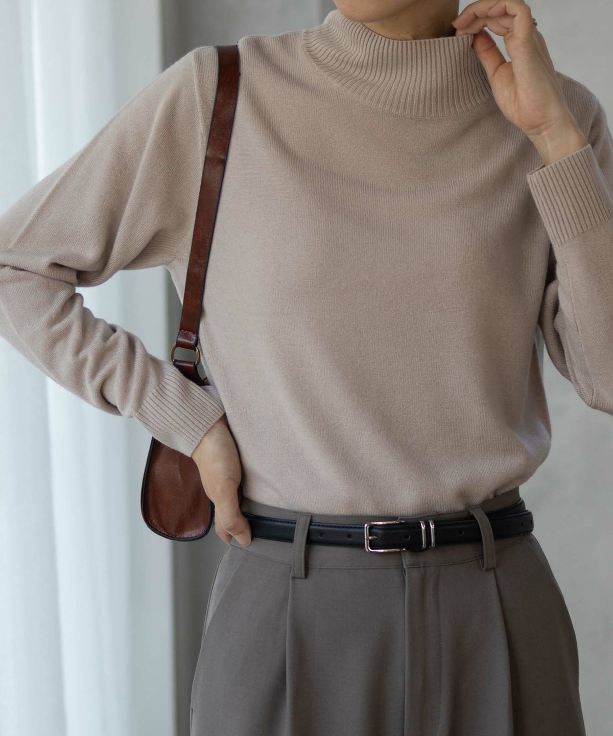 NAVY カシミヤタッチニット ハイネック レディース