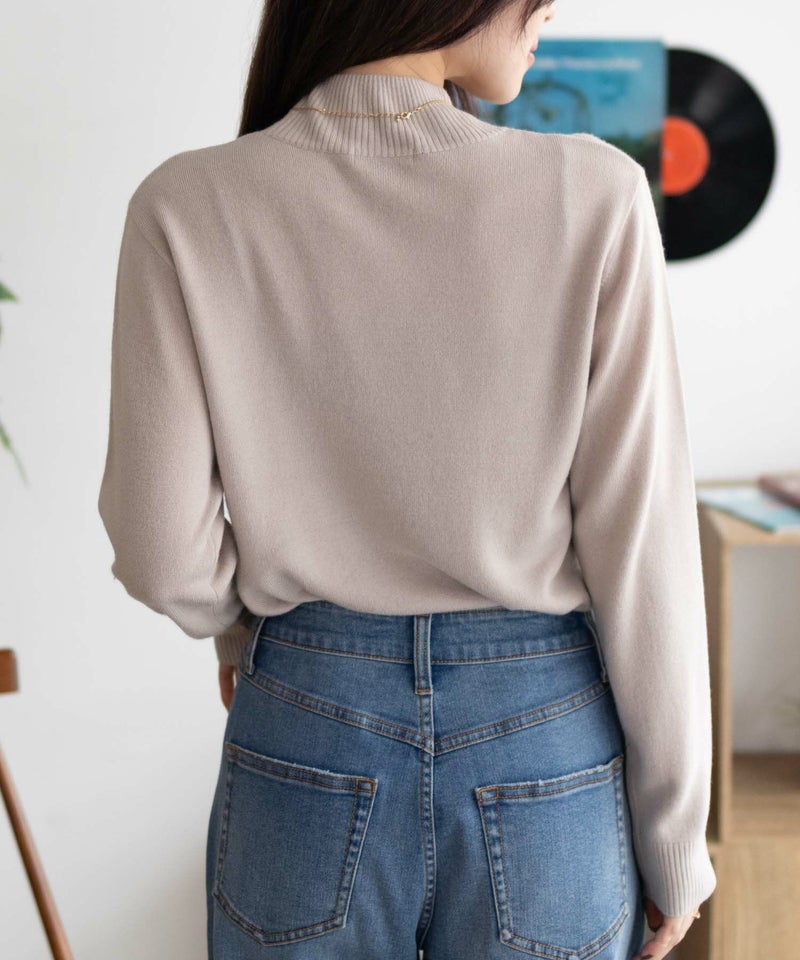 NAVY  カシミヤタッチニット ハイネック レディース商品画像-9