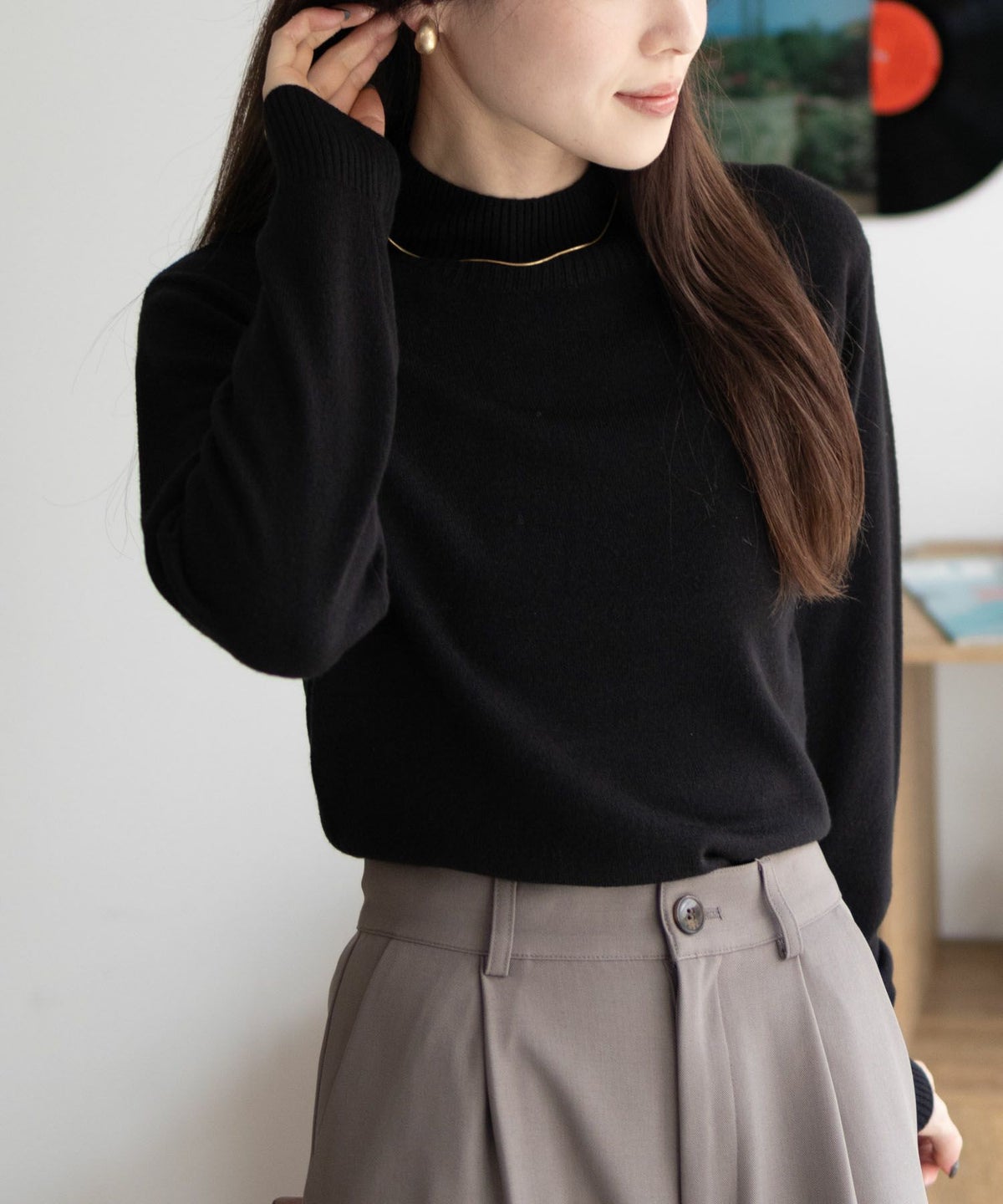 NAVY カシミヤタッチニット ハイネック レディース