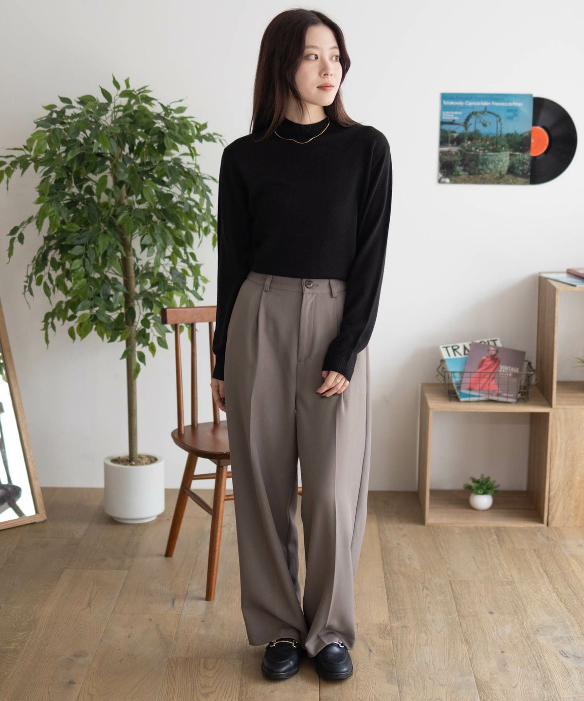 NAVY カシミヤタッチニット ハイネック レディース