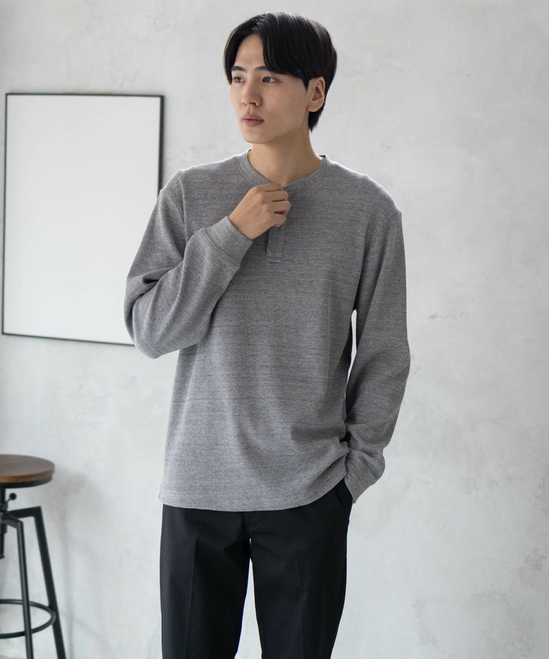 GOOD CREW ワッフルヘンリー長袖Tシャツ メンズ商品画像-2