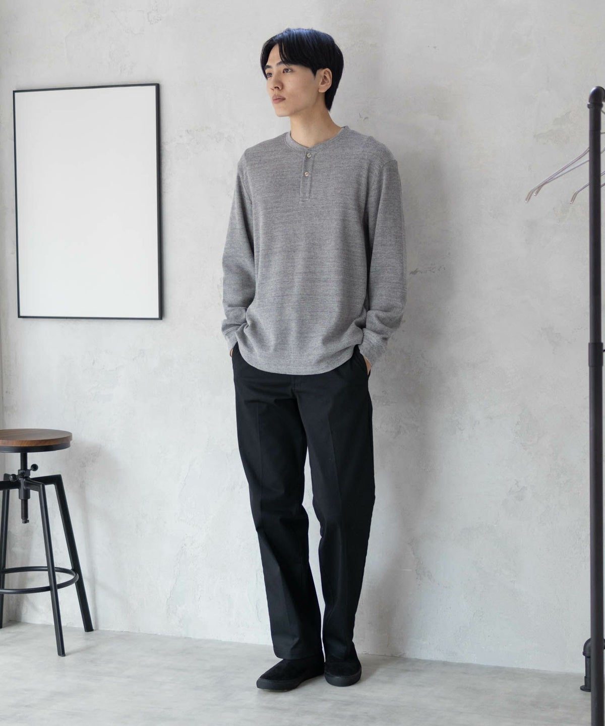 GOOD CREW ワッフルヘンリー長袖Tシャツ メンズ