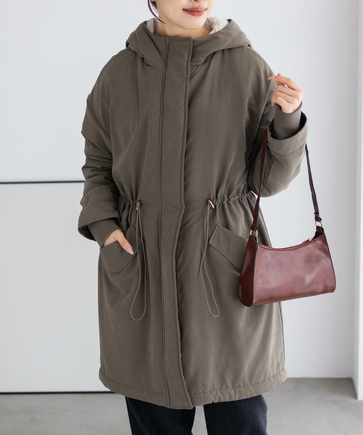 NAVY 裏ボアモッズコート レディース