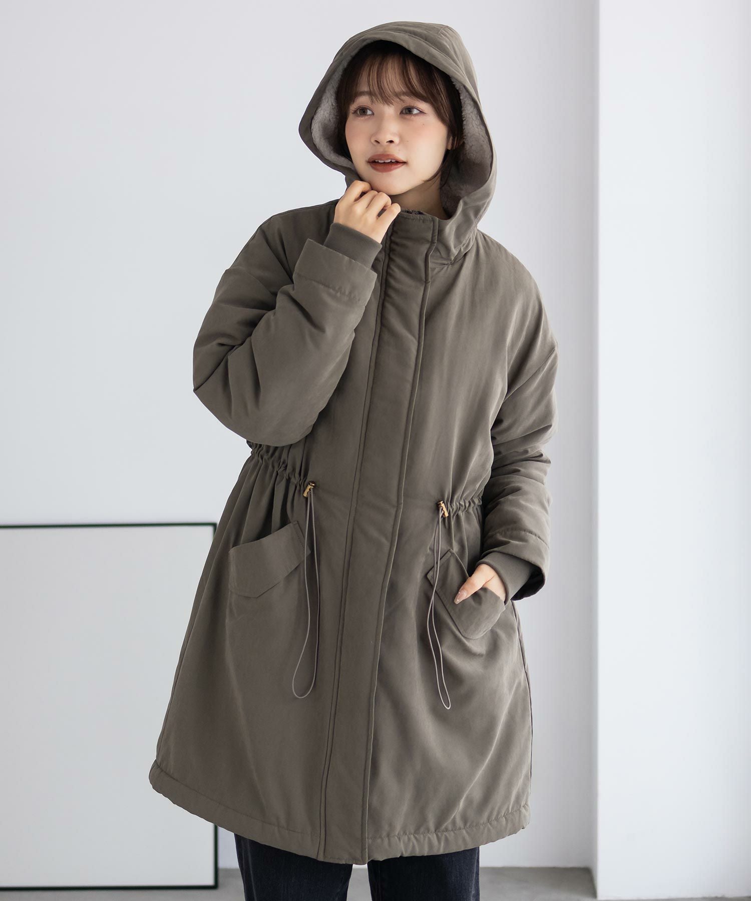 NAVY 裏ボアモッズコート レディース