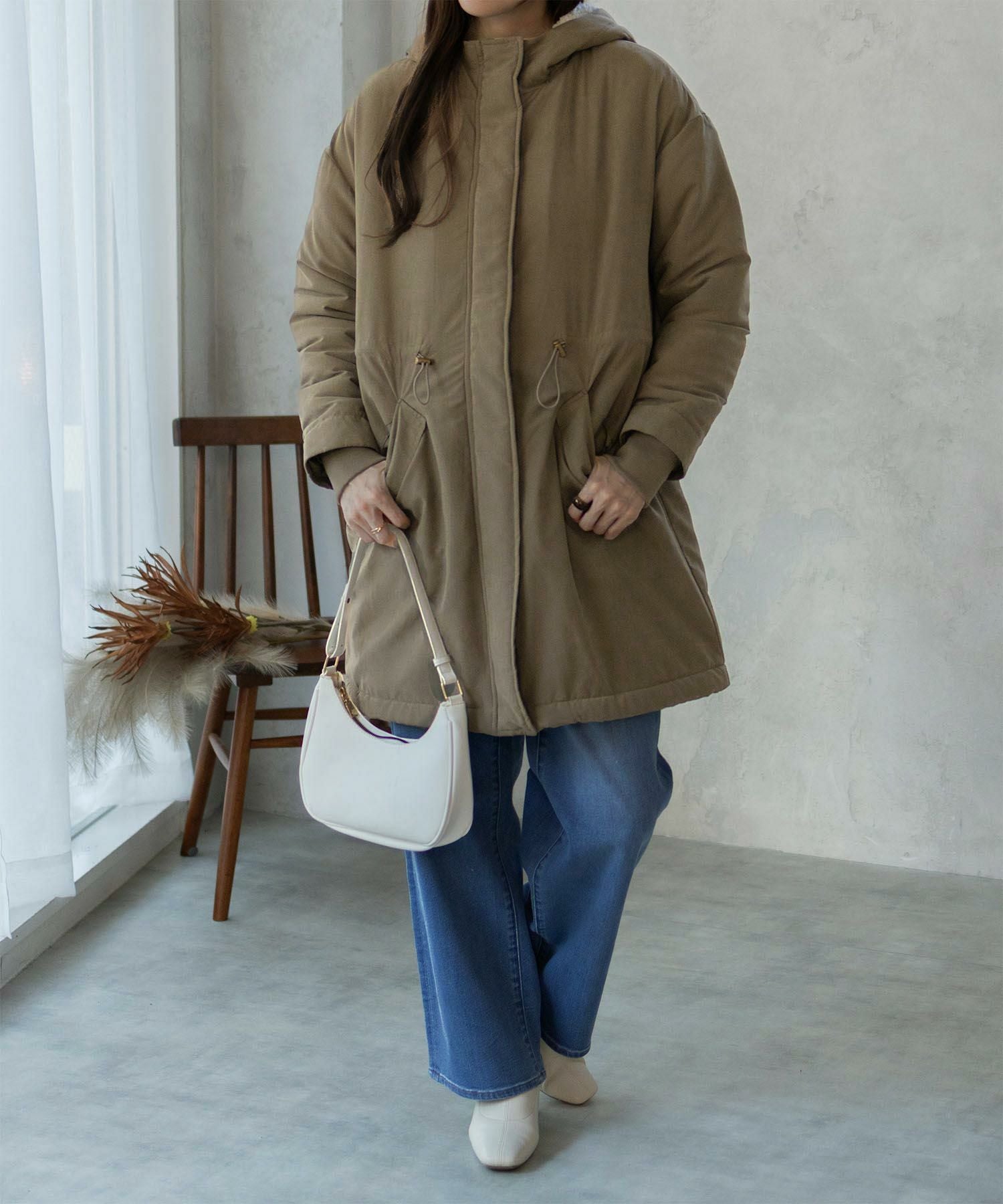 NAVY 裏ボアモッズコート レディース