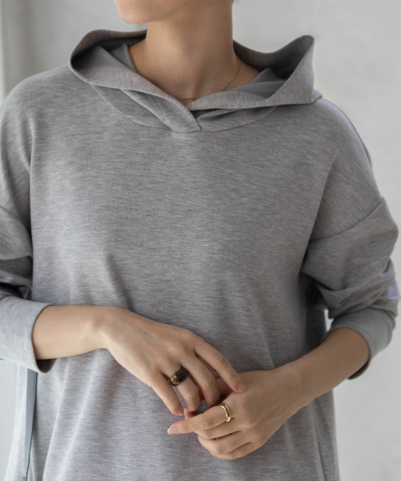 [期間限定価格]URBAN COLLECTION  ポンチ素材 裾レイヤードプルパーカー レディース商品画像-2