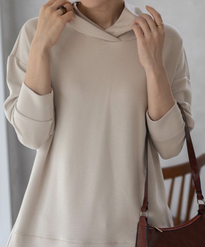 [期間限定価格]URBAN COLLECTION  ポンチ素材 裾レイヤードプルパーカー レディース商品画像-3