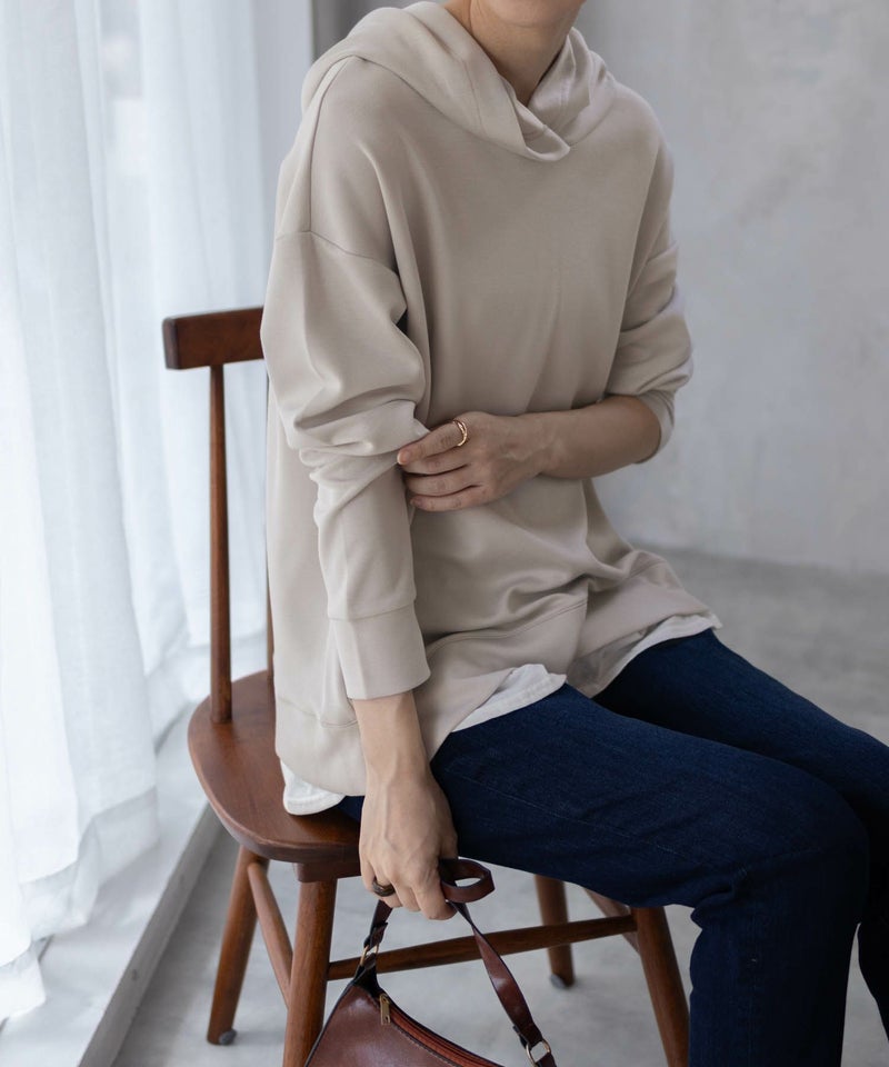 [期間限定価格]URBAN COLLECTION  ポンチ素材 裾レイヤードプルパーカー レディース商品画像-4