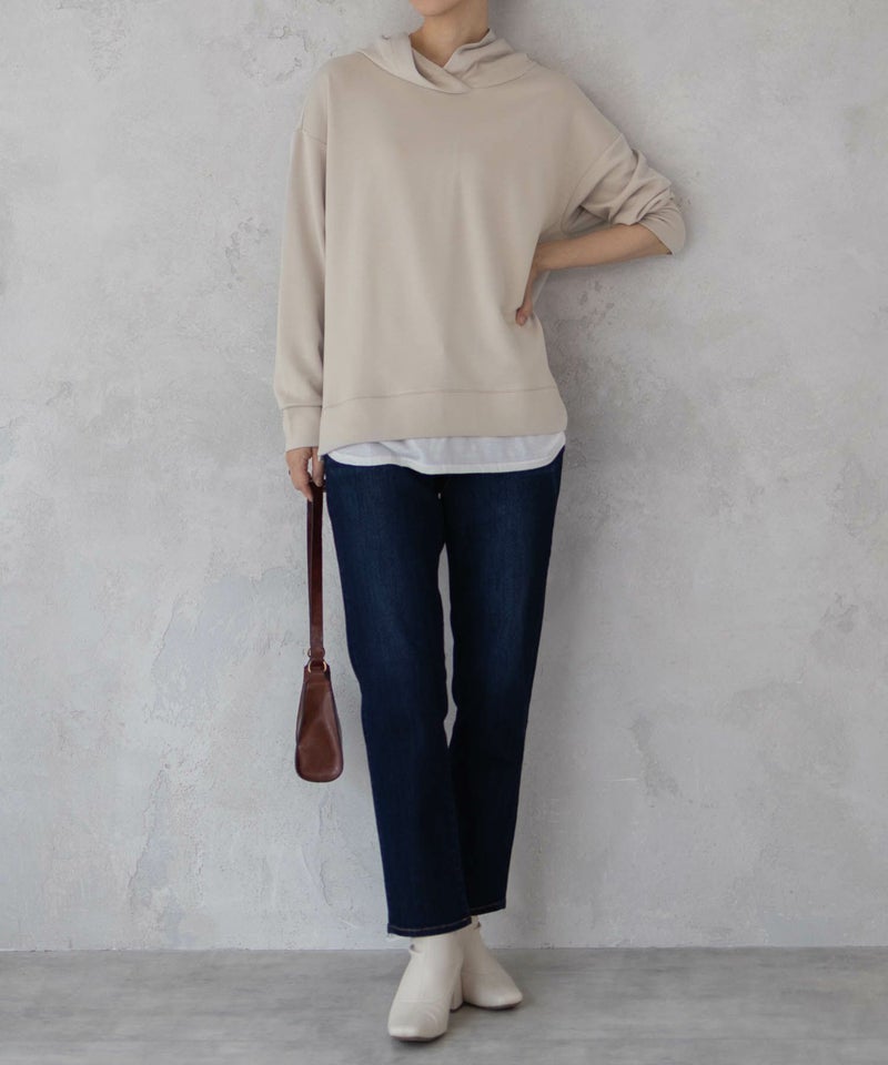 [期間限定価格]URBAN COLLECTION  ポンチ素材 裾レイヤードプルパーカー レディース商品画像-5