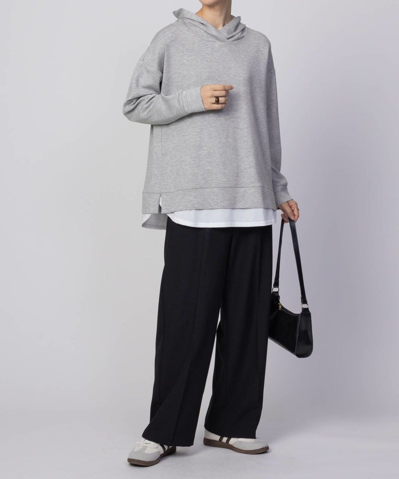 [期間限定価格]URBAN COLLECTION  ポンチ素材 裾レイヤードプルパーカー レディース商品画像-11