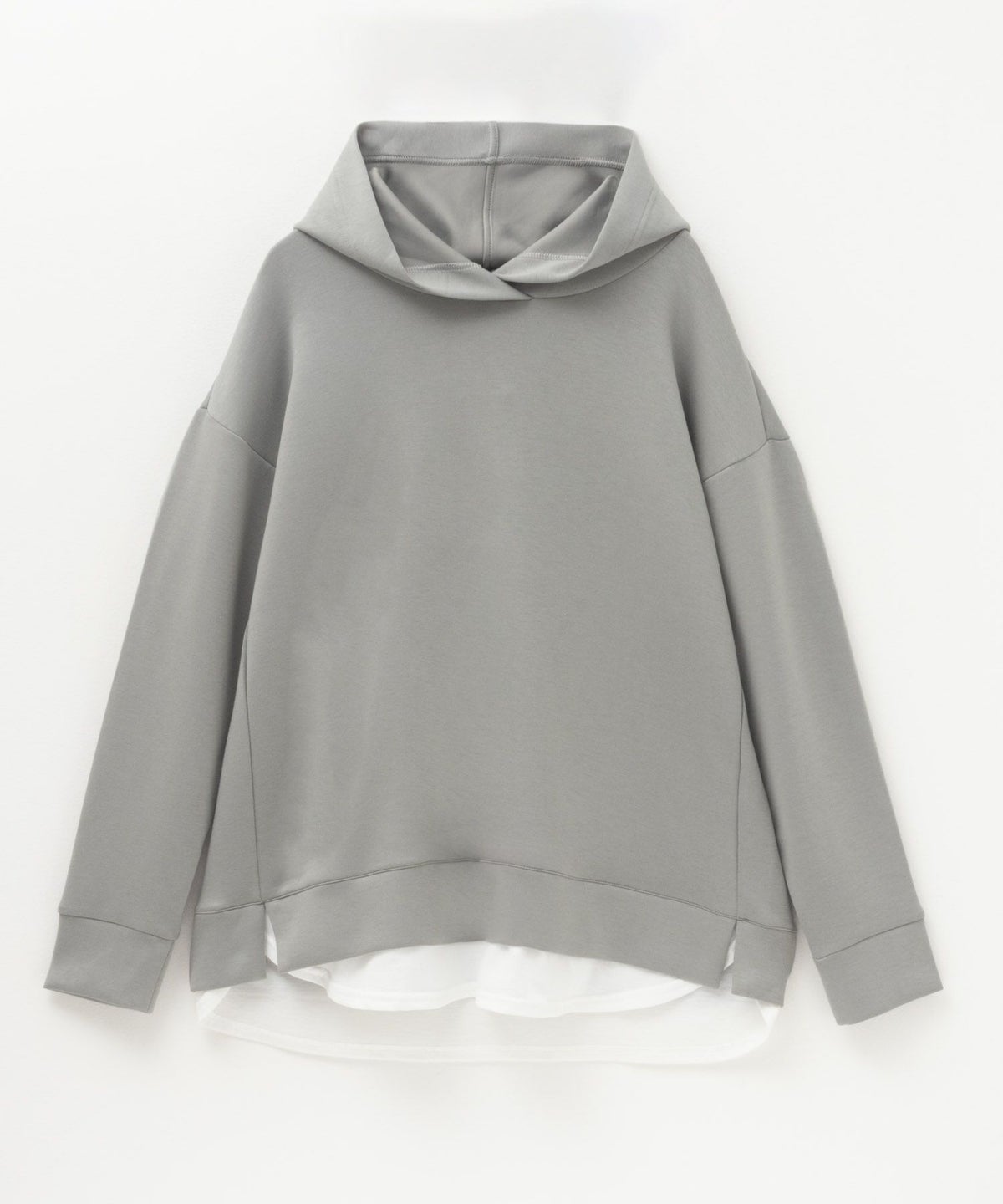 URBAN COLLECTION ポンチ素材 裾レイヤードプルパーカー レディース