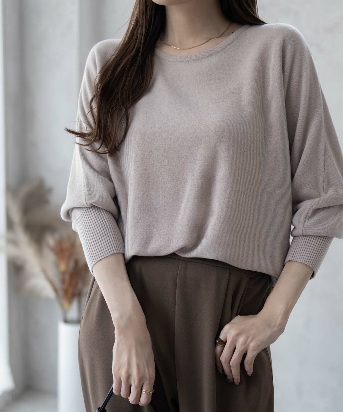 NAVY カシミヤタッチニット ドルマンスリーブ レディース