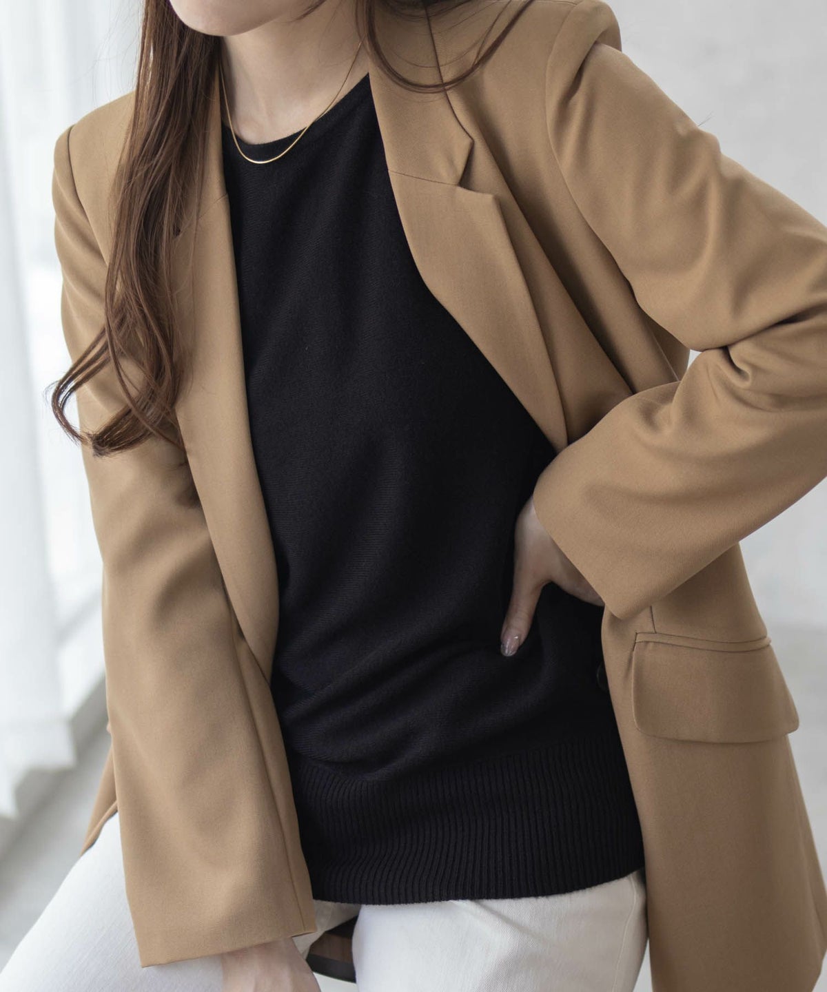 NAVY カシミヤタッチニット ドルマンスリーブ レディース