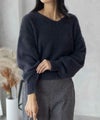 [期間限定knit]Howdy Marie  フェザーヤーンVネックプルオーバー レディース商品サムネイル-2
