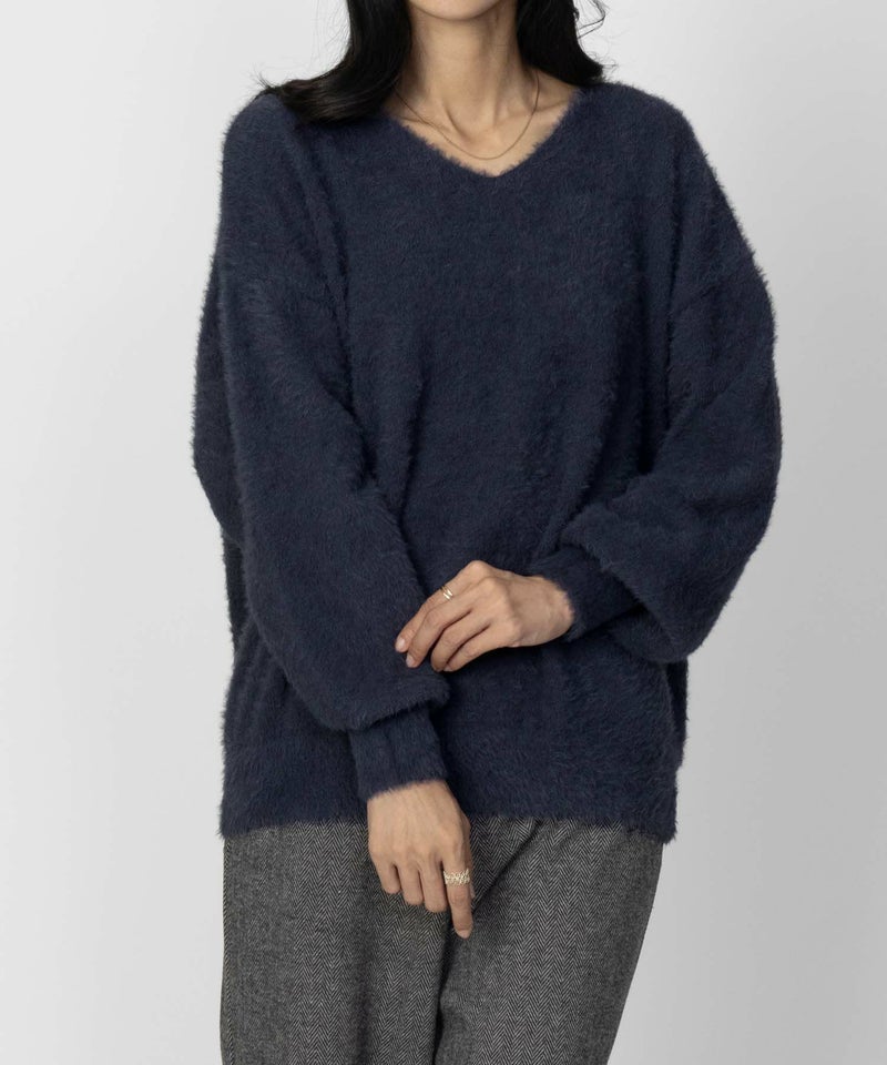 [期間限定knit]Howdy Marie  フェザーヤーンVネックプルオーバー レディース商品画像-8