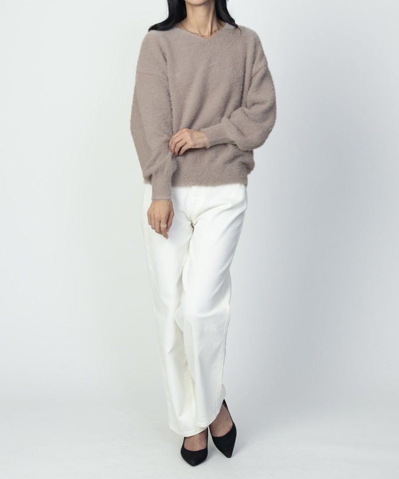 [期間限定knit]Howdy Marie  フェザーヤーンVネックプルオーバー レディース商品画像-13