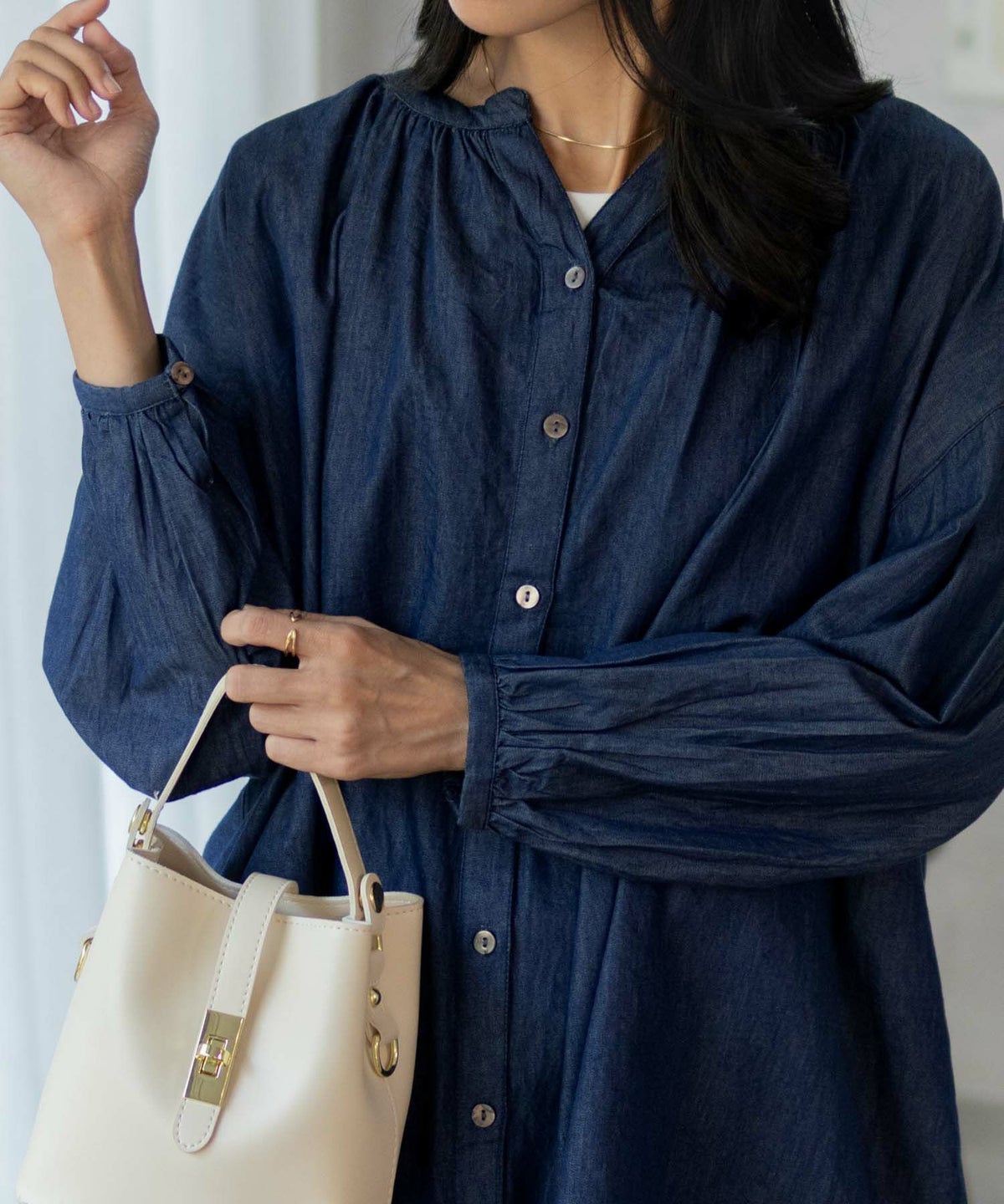 Howdy Marie インドデニムギャザーチュニック レディース