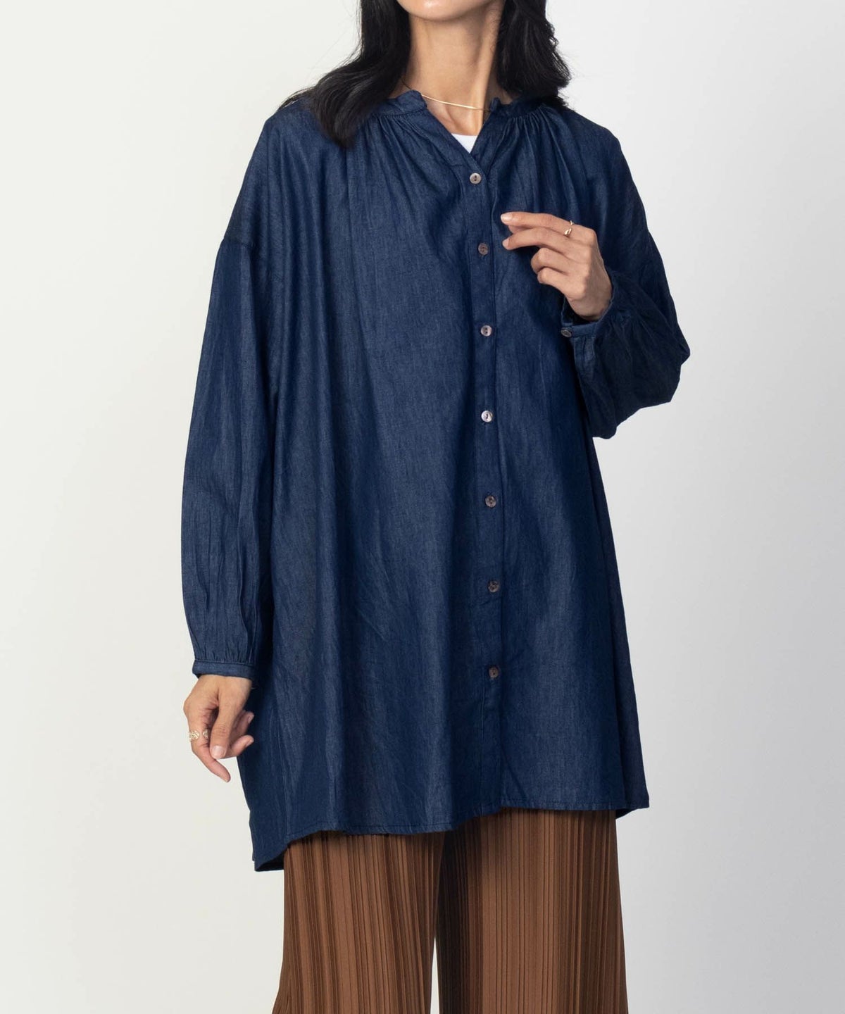 Howdy Marie インドデニムギャザーチュニック レディース