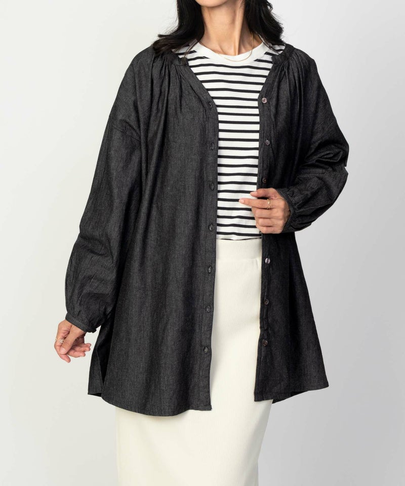 Howdy Marie インドデニムギャザーチュニック レディース商品画像-8