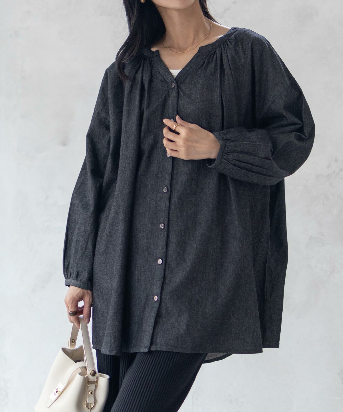 Howdy Marie インドデニムギャザーチュニック レディース