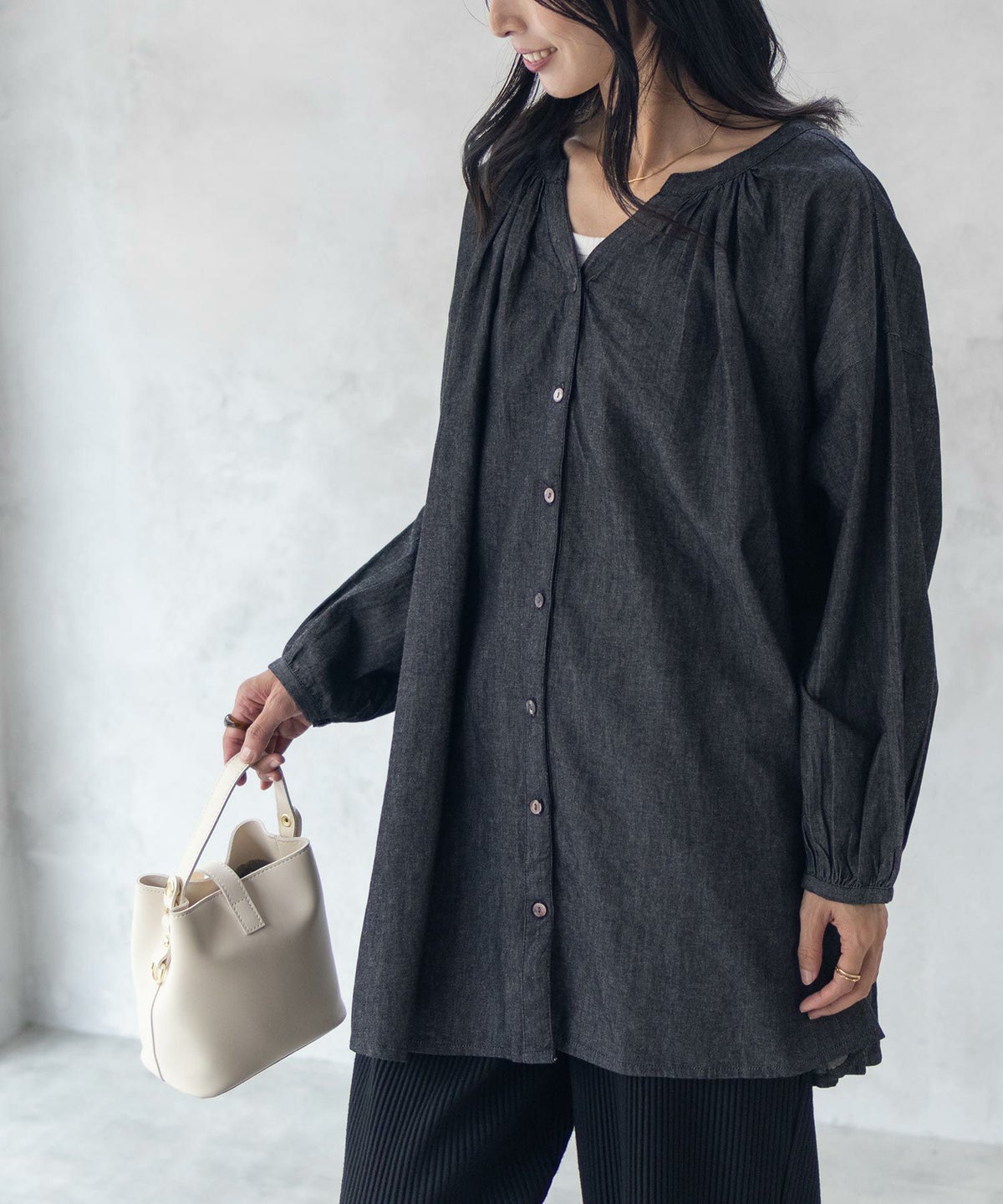 Howdy Marie インドデニムギャザーチュニック レディース