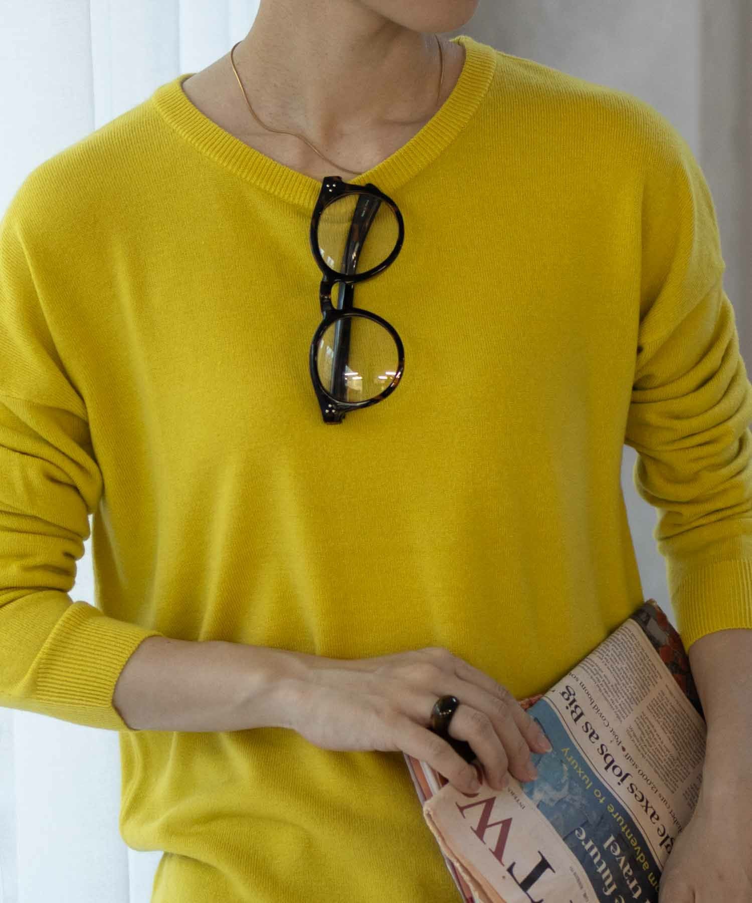 新品未使用　TEECHI グッドアップニット クルーネックNAVY 37R NAVY カシミヤタッチニット クルーネック レディース