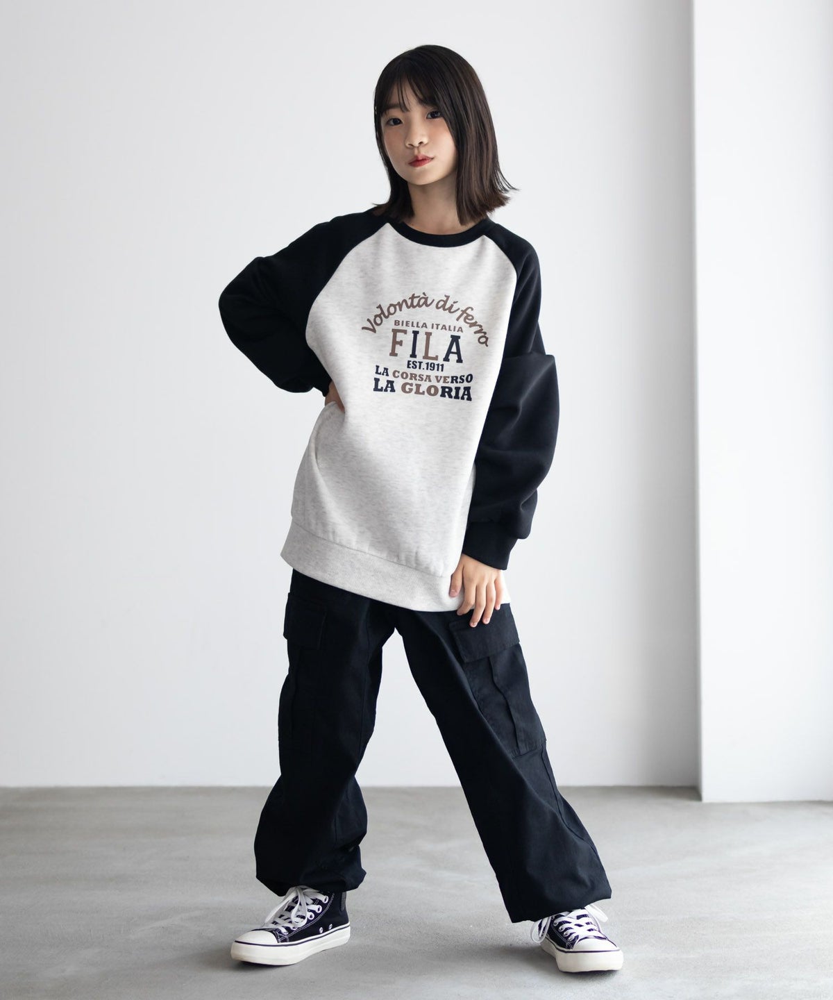 FILA ラグラン配色チュニック キッズ