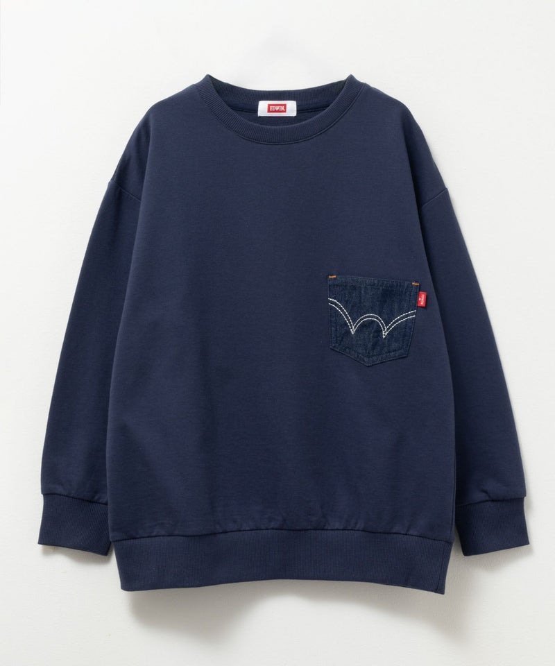 EDWIN 布帛ポケット付きトレーナー キッズ商品画像-1