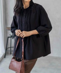 nAvy ピンタック5分袖ブラウス レディース