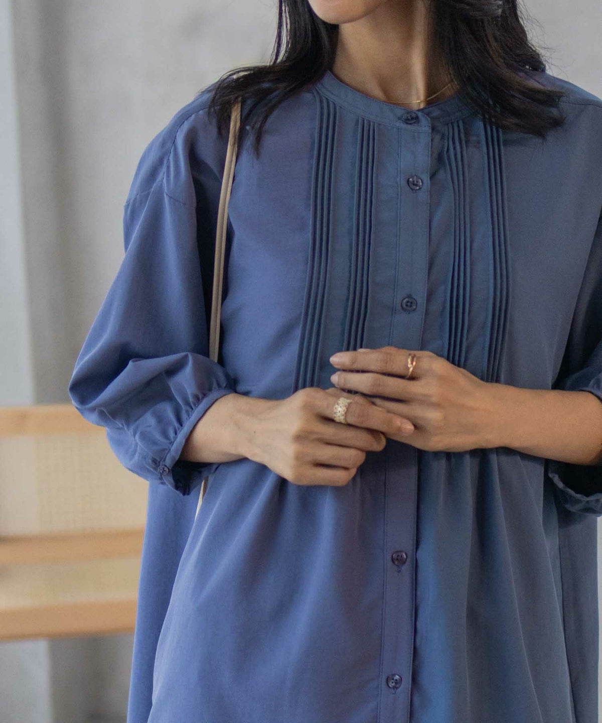 nAvy ピンタック5分袖ブラウス レディース