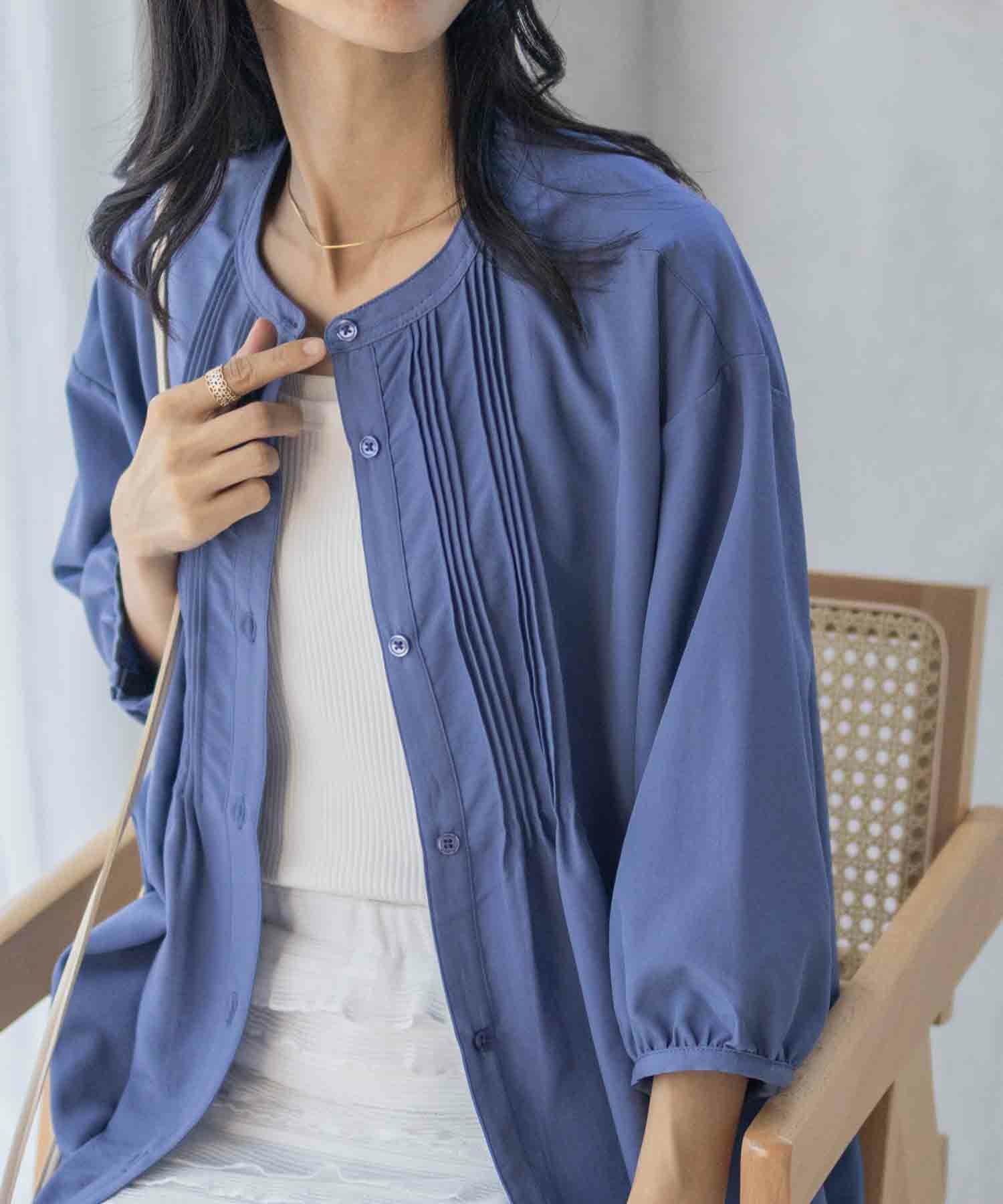 nAvy ピンタック5分袖ブラウス レディース