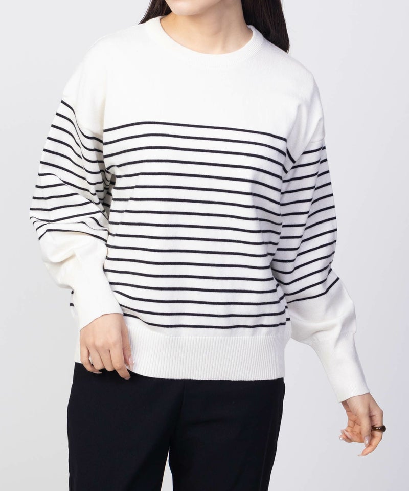 [期間限定knit]HusHusH  ラメ入りボーダープルオーバー レディース商品画像-2