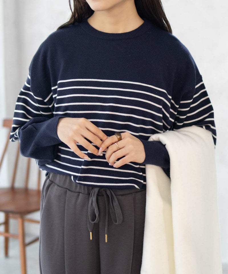 [期間限定knit]HusHusH  ラメ入りボーダープルオーバー レディース商品画像-3