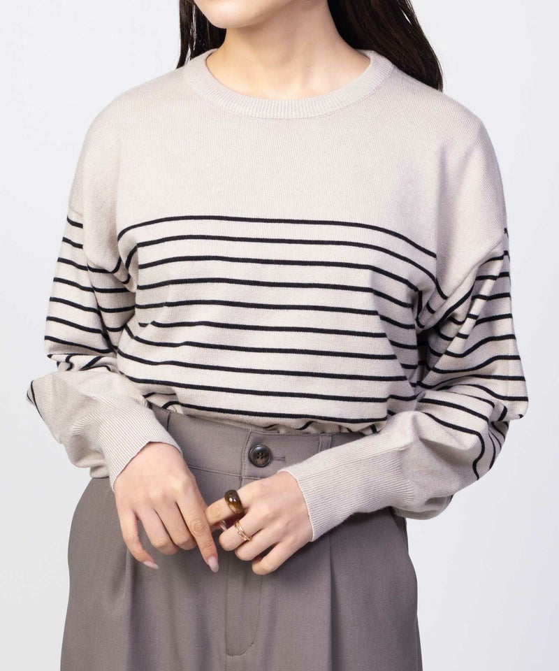 [期間限定knit]HusHusH  ラメ入りボーダープルオーバー レディース商品画像-6