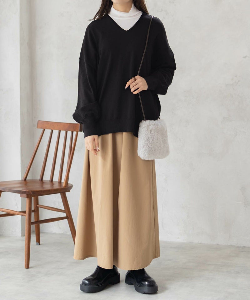 [期間限定knit]HusHusH  Vネックコクーンニット レディース商品画像-4