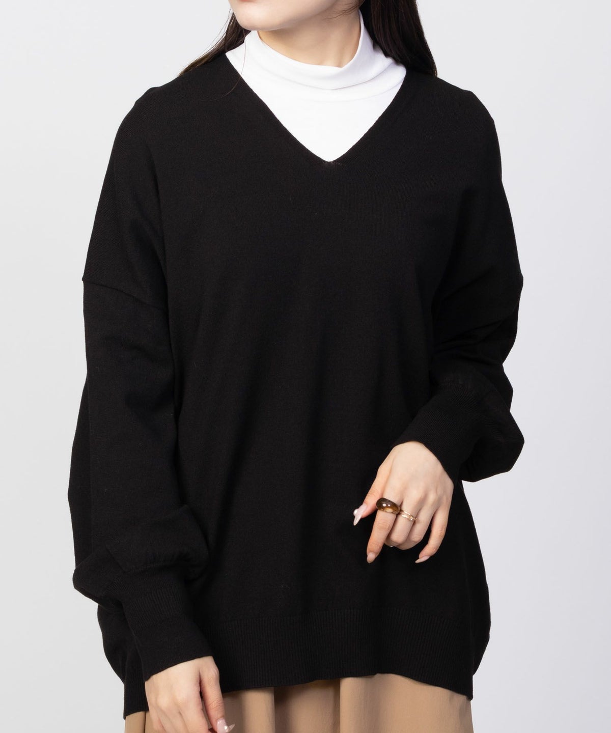 HusHusH Vネックコクーンニット レディース