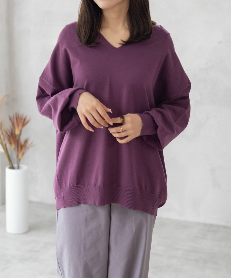 [期間限定knit]HusHusH  Vネックコクーンニット レディース商品画像-11