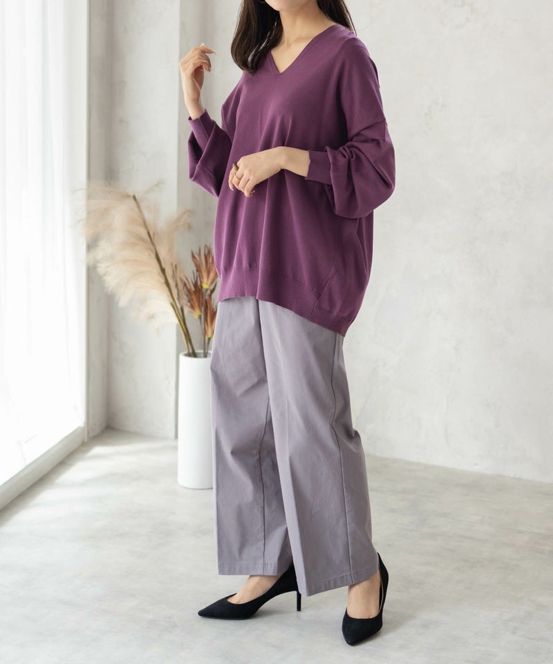 [期間限定knit]HusHusH  Vネックコクーンニット レディース商品画像-12