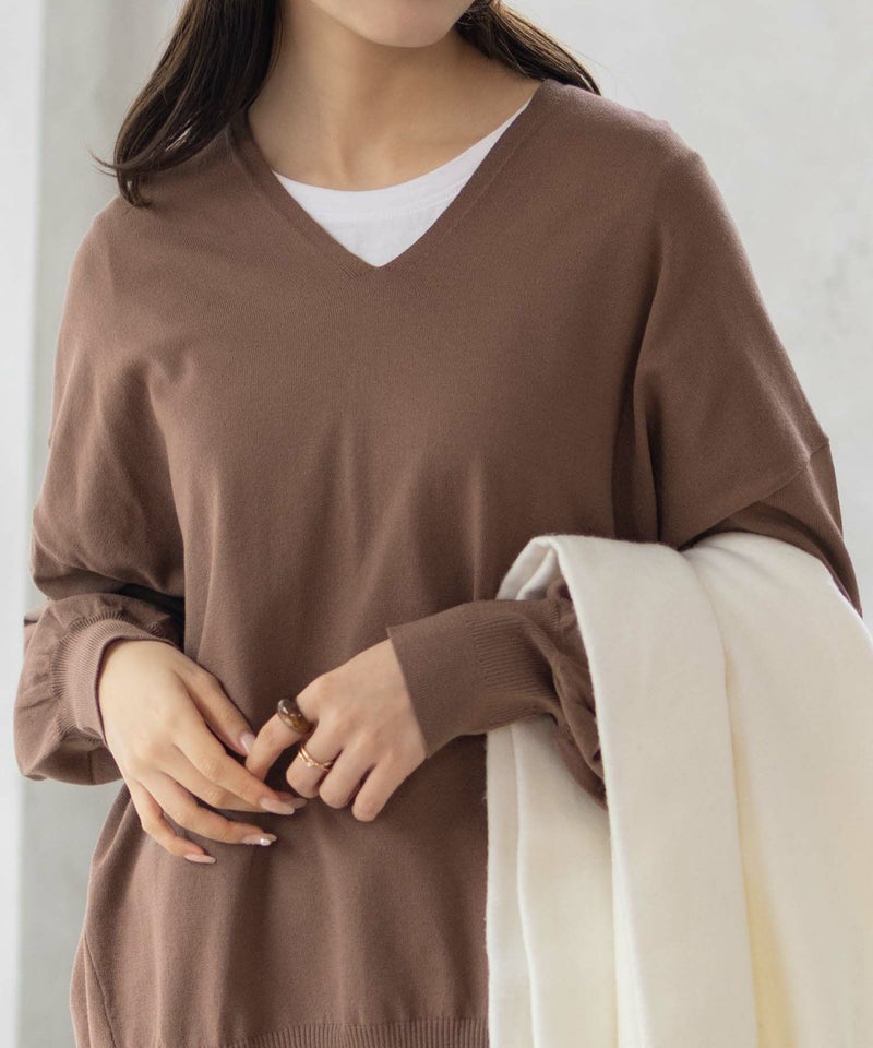 [期間限定knit]HusHusH  Vネックコクーンニット レディース商品画像-15