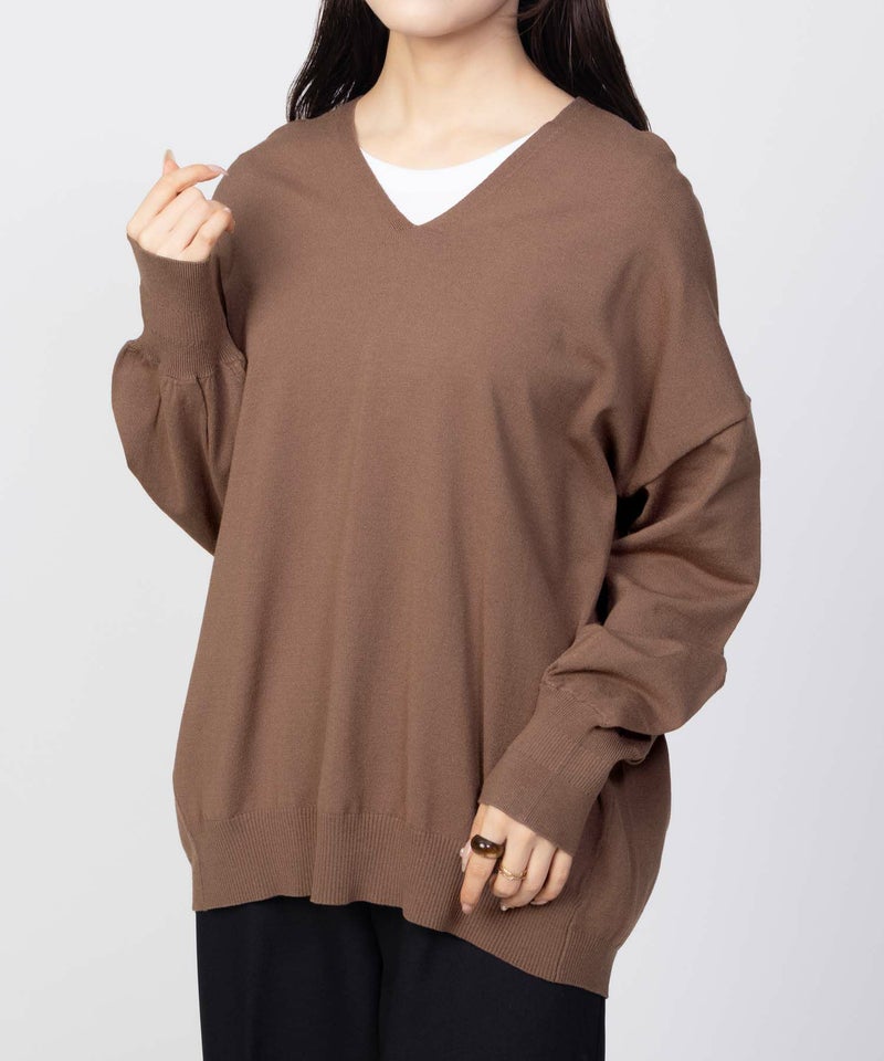 [期間限定knit]HusHusH  Vネックコクーンニット レディース商品画像-17