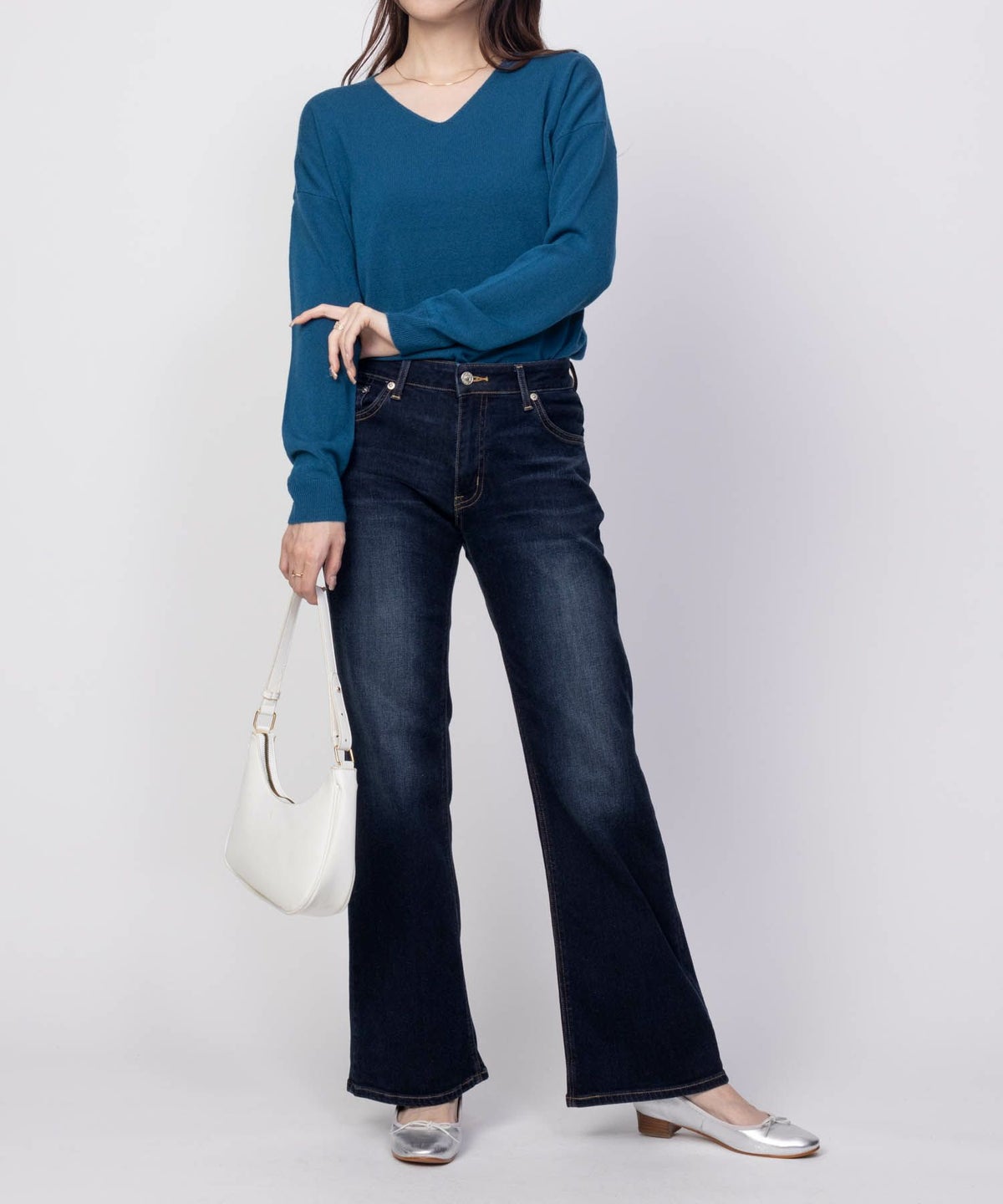 EDWIN essentials フレアストレッチデニムパンツ レディース