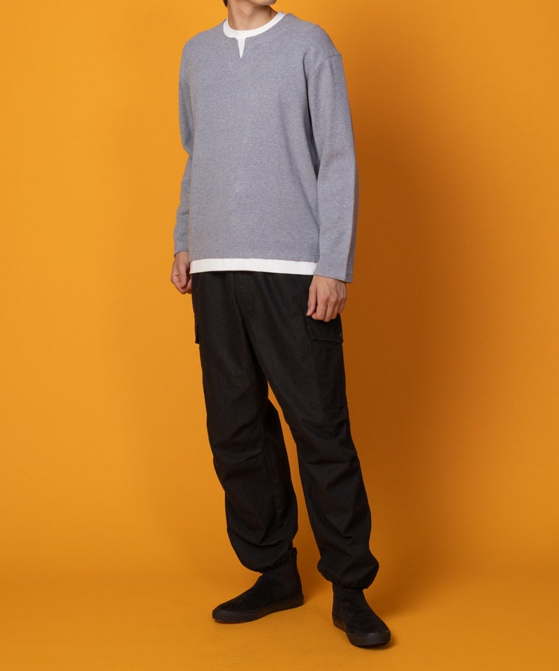 NAVY 温℃ 両面起毛キーネックフェイクTシャツ メンズ商品画像-5