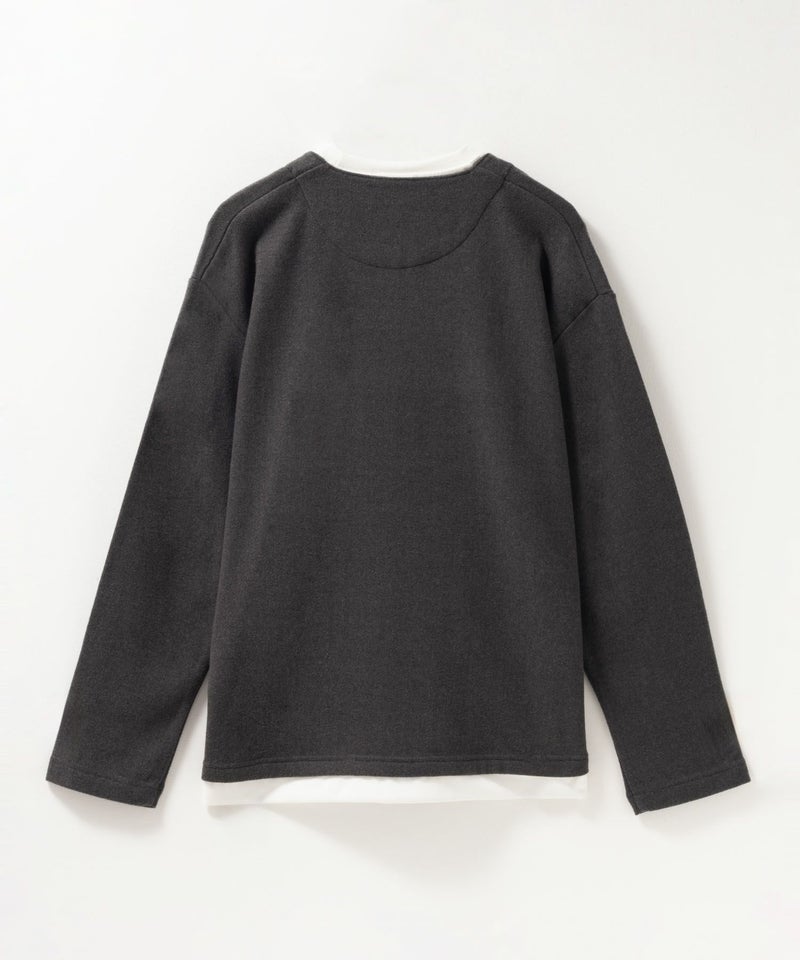 NAVY 温℃ 両面起毛キーネックフェイクTシャツ メンズ商品画像-12