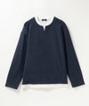 NAVY  温℃ 両面起毛キーネックフェイクTシャツ メンズ商品サムネイル-13