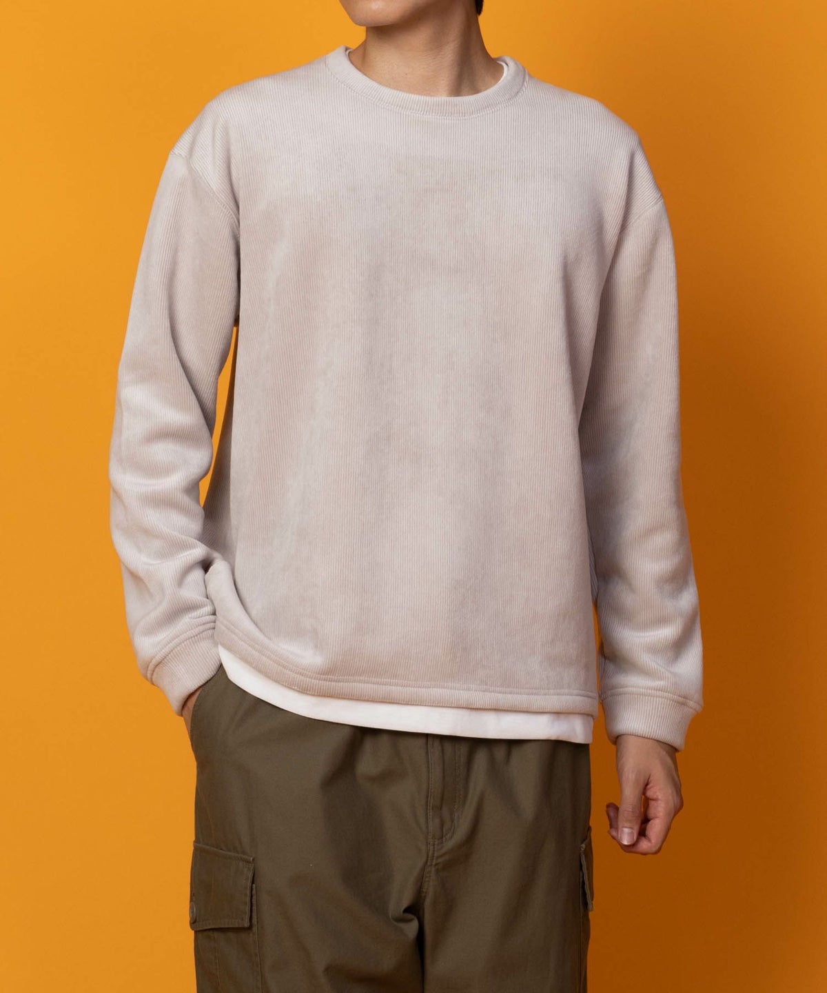 NAVY 温℃ カットコールフェイククルーネック メンズ